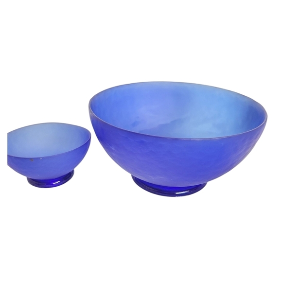 Villeroy & Boch Cobalt Blue Glass Mixing Serving Bowl Vintage Gallo Design Set - Picture 3 of 4